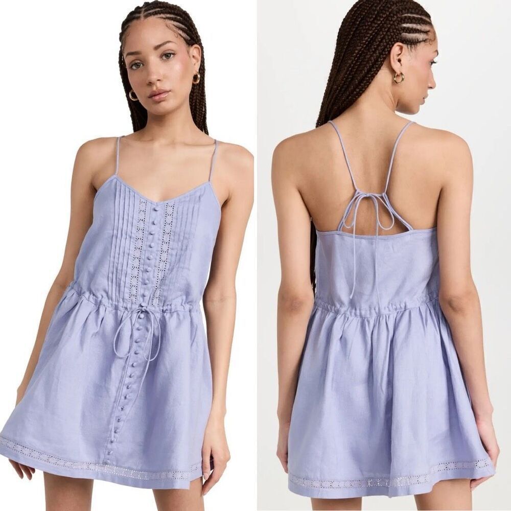NWT Joslin Harriet Linen Mini Dress 6 Beachy Boho Cottage Pastel Fairy $400 MSRP - Picture 4 of 12